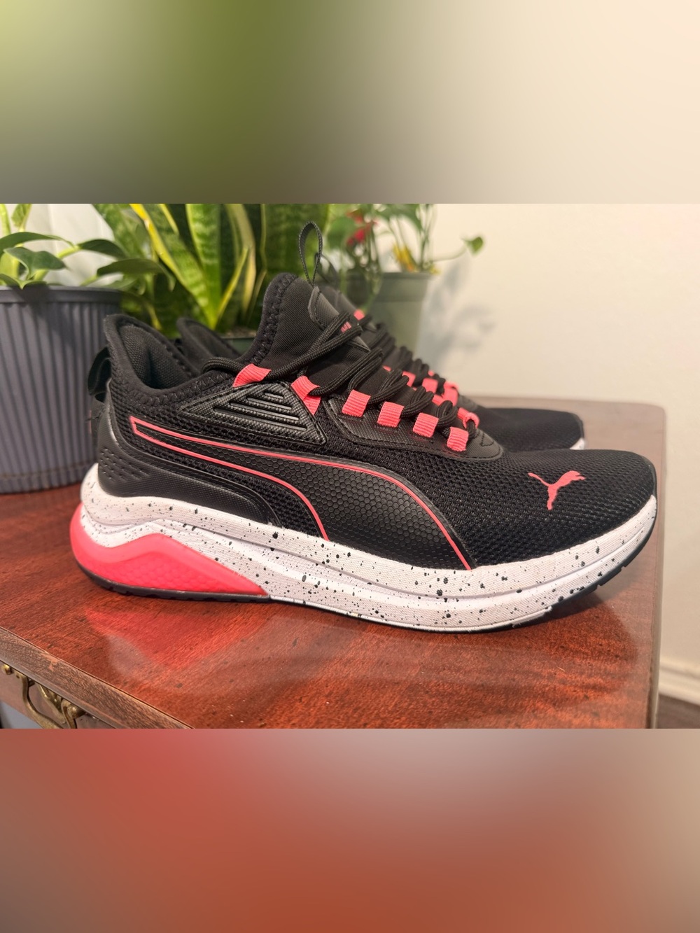 Puma Black and Coral Women's Athletic Sneakers